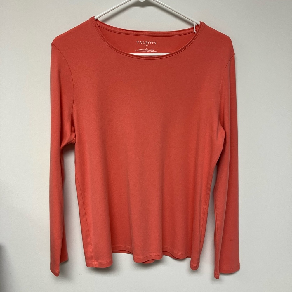 Talbots long sleeved tee, peach, L